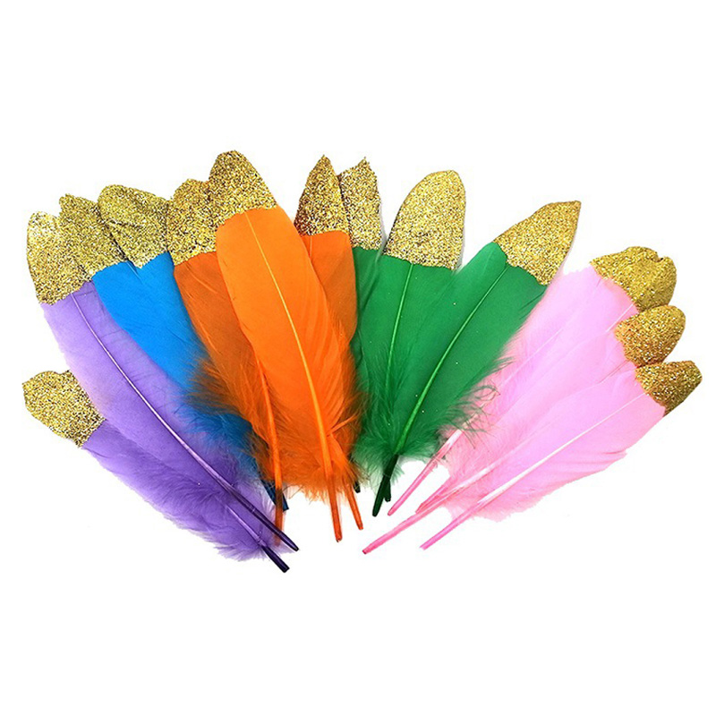 15-20 cm barwione złotą gęś pióra