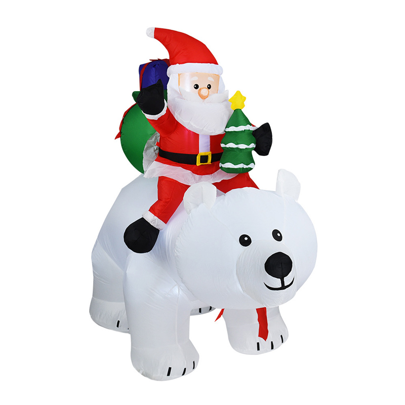 Cute Święty Mikołaj Claus Riding Bear Outdoor Lawn Work Yard