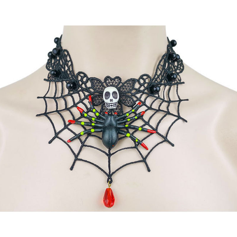 Gotyckie chokery krystalicznie koronkowy choker szyi