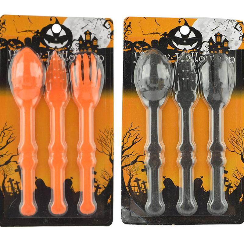 Zastawa stołowa z tworzywa sztucznego w kształcie szkieletu o średnicy 17 cm na imprezę Halloween