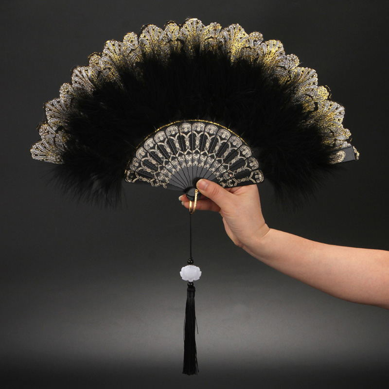 Składane wachlarze z kolorowych piór Lolita