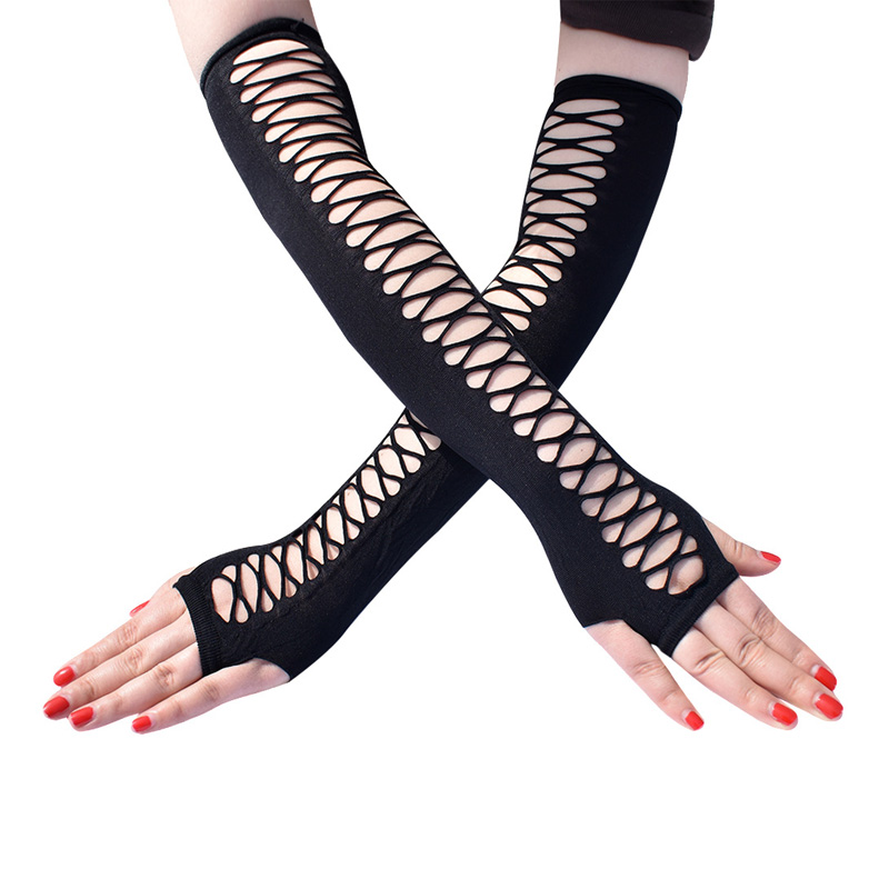 Mesh Fishnet Elastyczne imprezę Seksowne długie rękawiczki